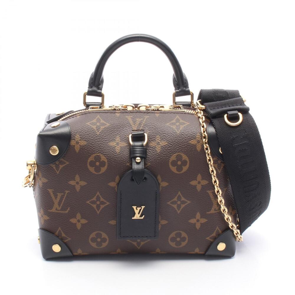 Louis Vuitton Malle Souple Monogram Handbag Canvas Leather Brown Black